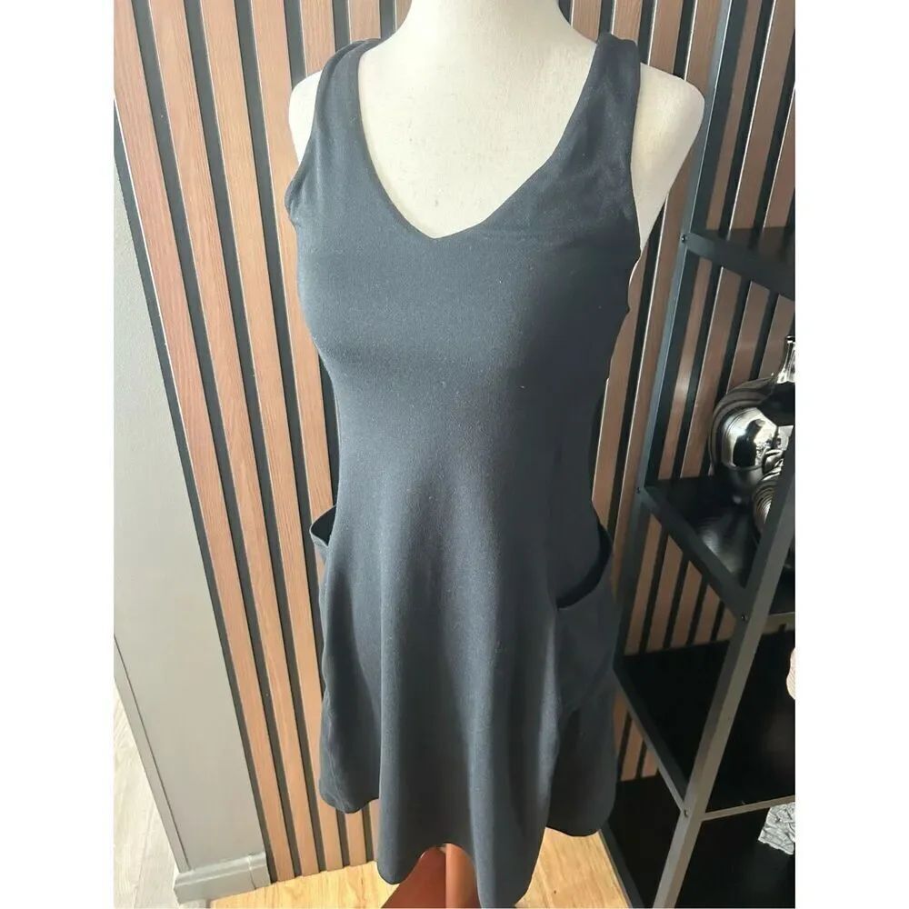 Eddie Bauer black active tennis dress skirt size extra small no shorts w pockets